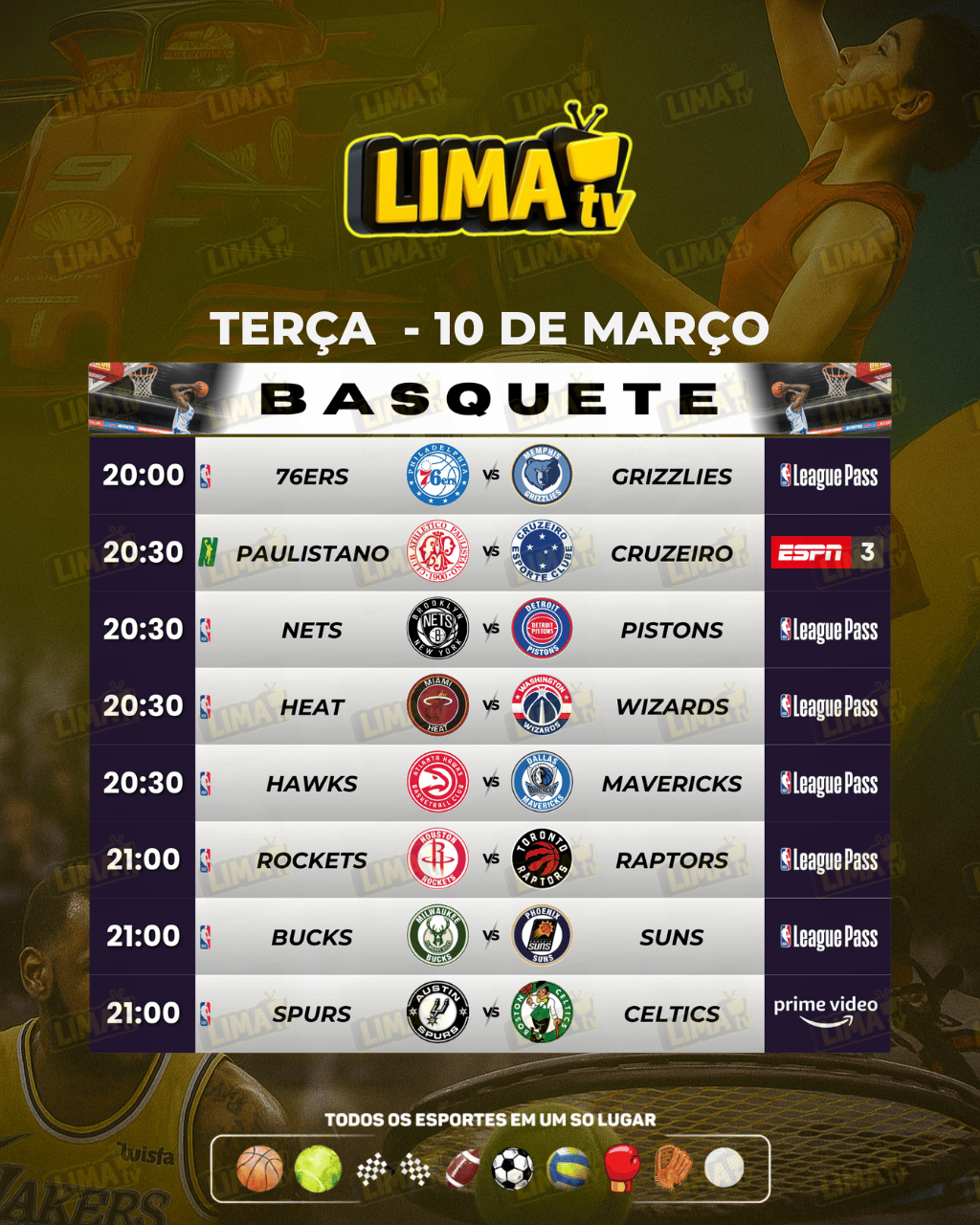 Evento ESPORTES hoje com horário e transmissão