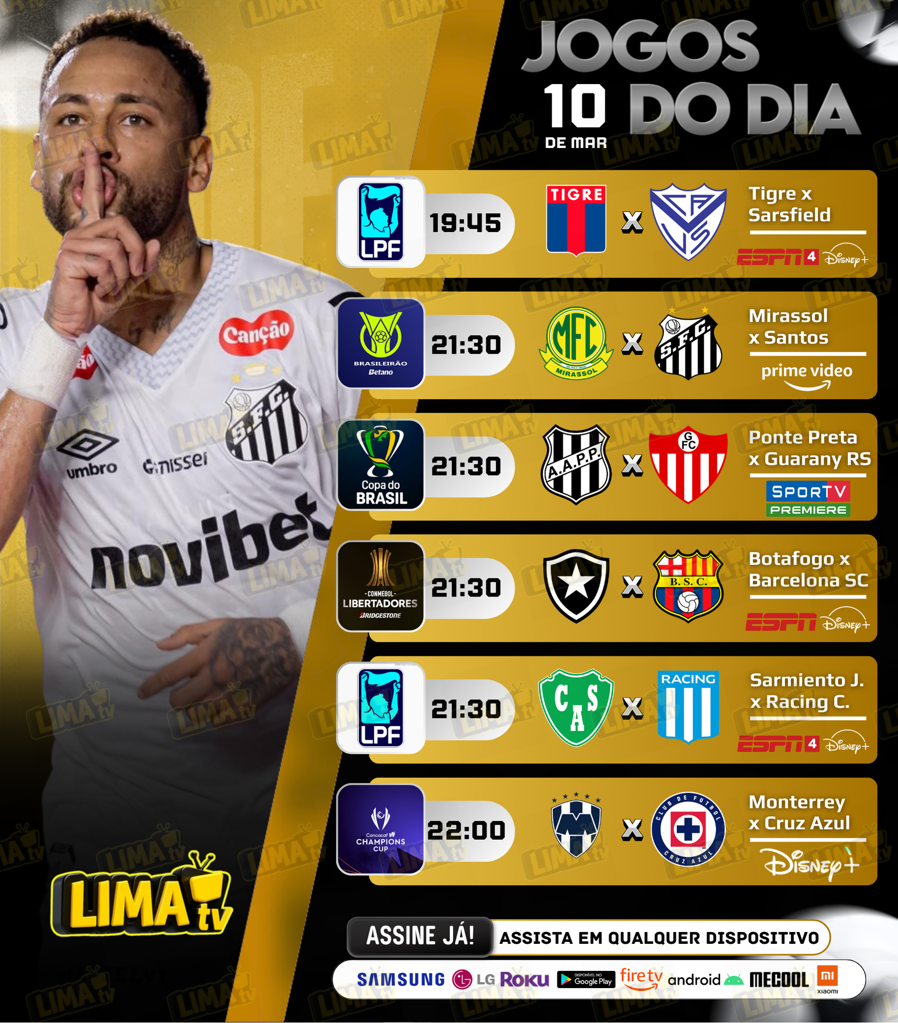 Jogos de futebol de hoje com horários e onde assistir