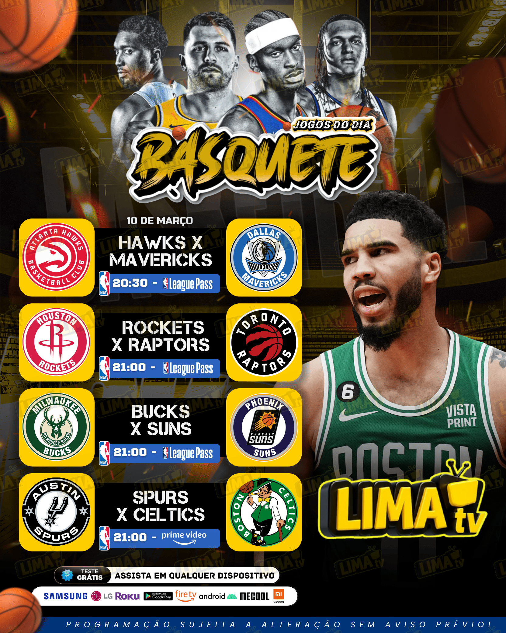 Jogos da NBA hoje com transmissão ao vivo